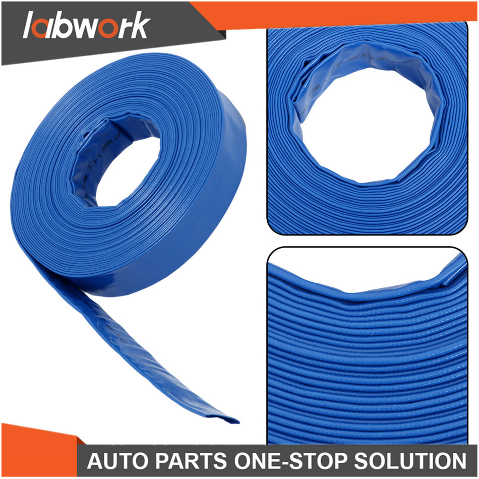 Labwork 1.5" x 100' Heavy Duty Swimming Pool Backwash Hose Flat Discharge Hose