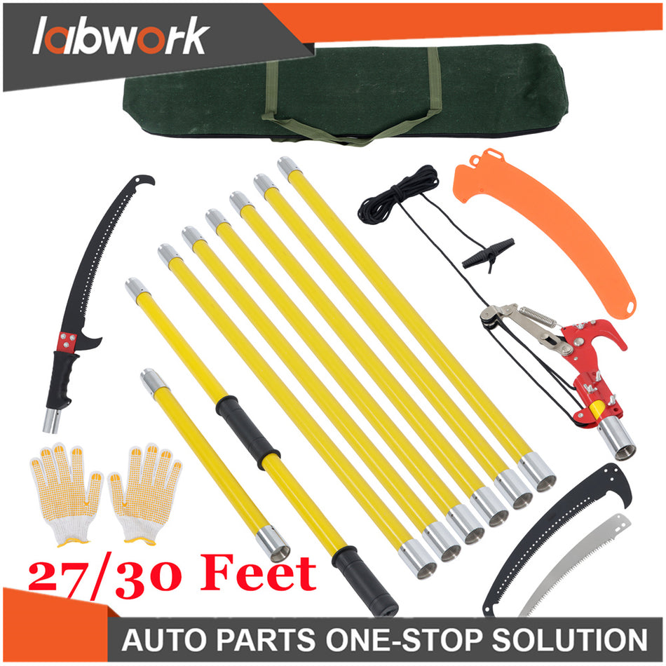 Labwork 27/30 Feet Tree Pole Pruner Hand extension Tree Branch Pole Saws Yellow