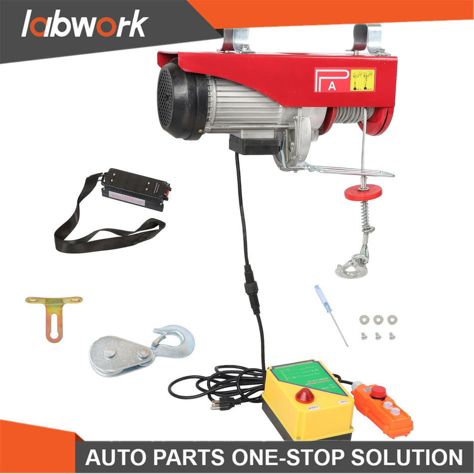Labwork Electric Hoist 2200lbs 328ft Wireless & 14ft Wired Remote Control 1600W
