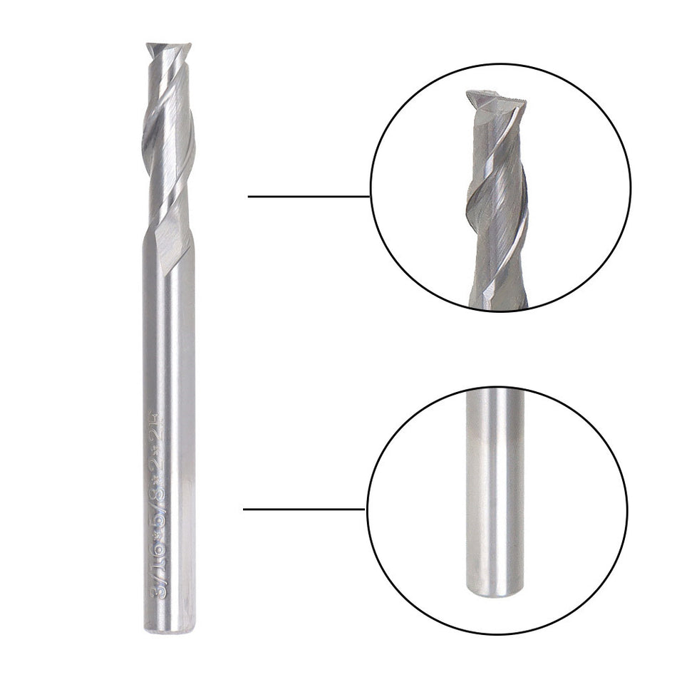 5 Pcs 3/16" 2 Flute Carbide End Mill 5/8" Length Of Cut 2" Overall Length