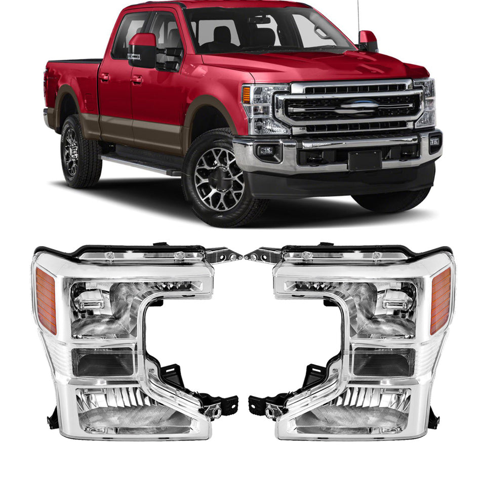 Labwork LH+RH Halogen Headlight For 2020-2022 Ford F250 F350 Super Duty Chrome
