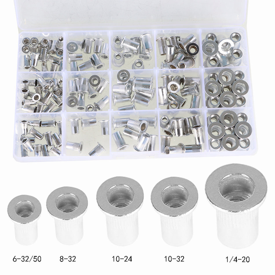 Metric Aluminum Rivet Nut  Kit Rivnut Nutsert Standard Inch SAE Imperial 150 Pcs