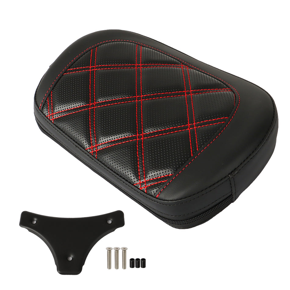 Rear Passenger Sissy Bar Backrest Pad For Touring CVO Street Glide Red Stitching