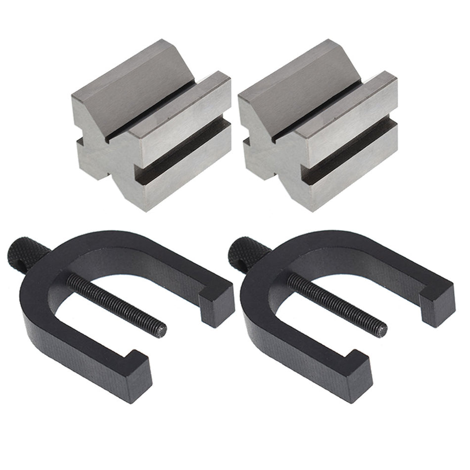 90 Degree Angle V-Block and Clamp Set Hardened Steel 1-5/8" x 1-1/4" x 1-1/4"