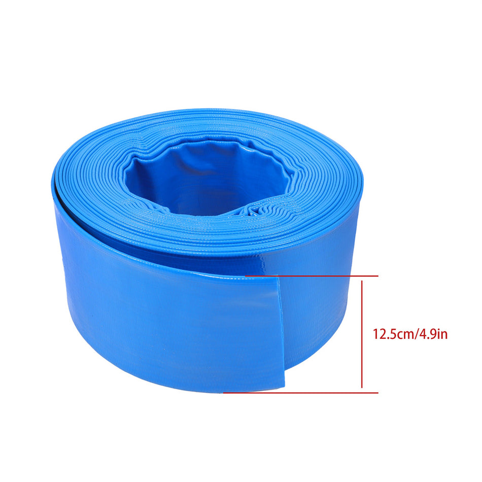 3” Diameter x 50 FT Lay-Flat Pool Backwash Hose For Swimming Drain Pools Blue