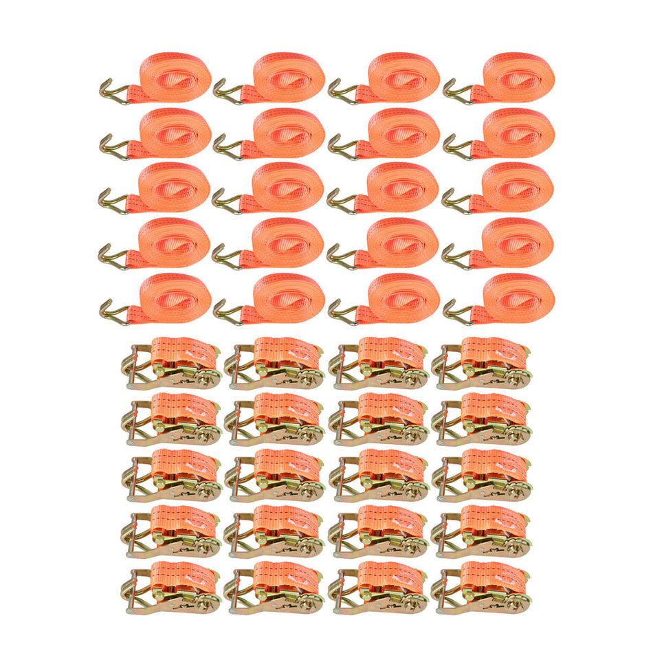 20Set 1.5"x20' (38mm*6m) Ratchet Tie Down Straps J Hooks Heavy Duty 4000lb Strap