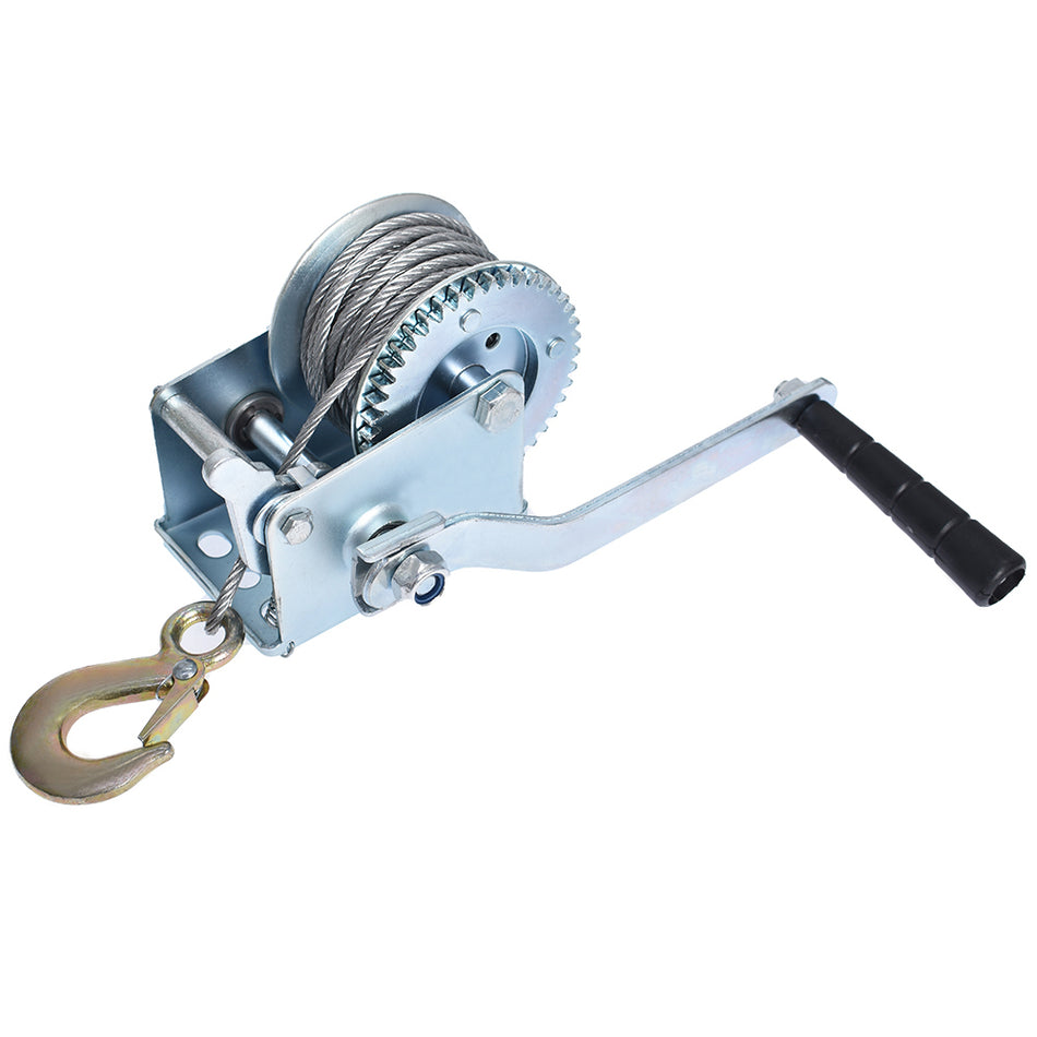 Hand Winch 600 lbs Hand Crank Steel Cable Gear Winch for ATV Boat Trailer