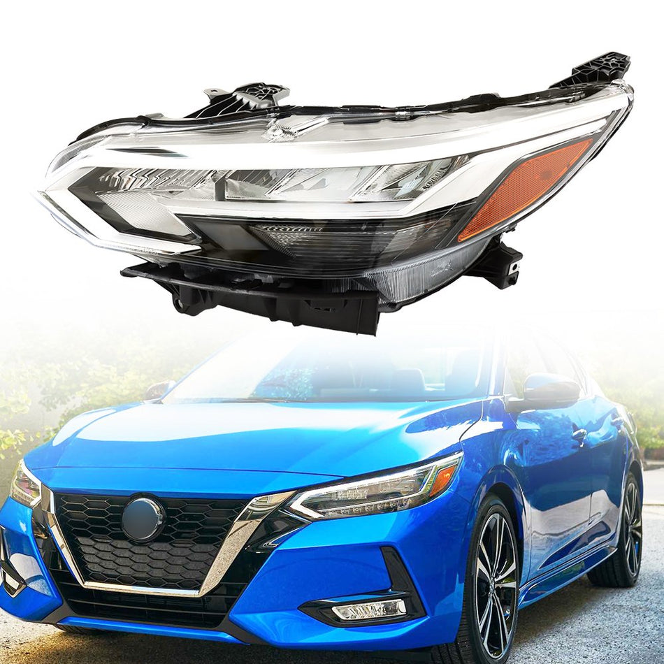 Labwork Left Headlight For Nissan Sentra 2020-2022 LED Black Chrome Lens Clear