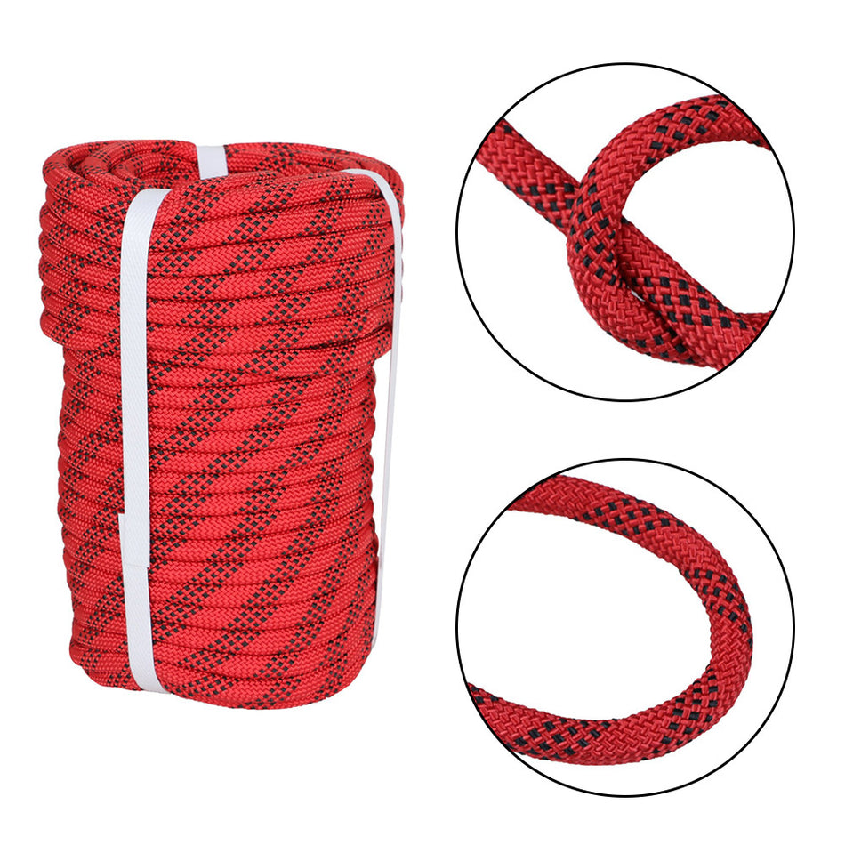 3/8" × 100' Braid Polyester Rope Arborist Tree Climbing Rope 3520Lbs Red & Black