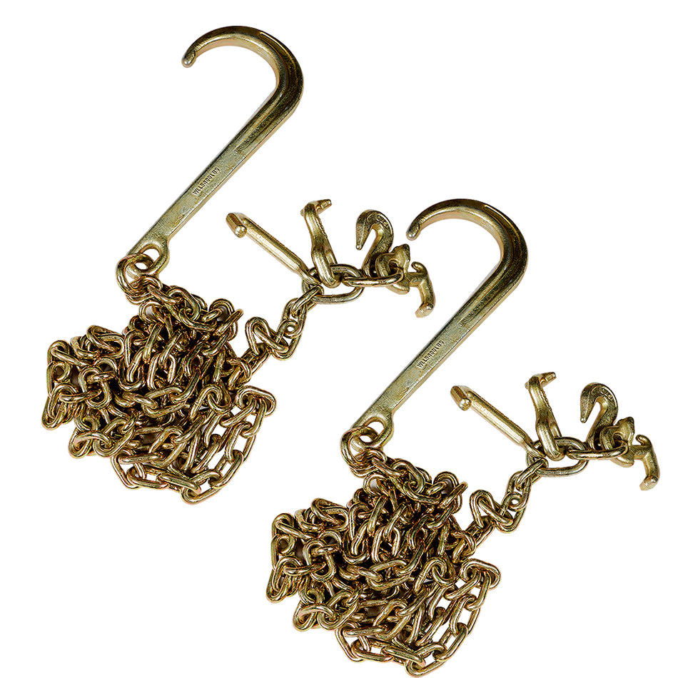 w/ R T J&Grab Hook 2PCS G70 5/16''x10' Transport Tow Chain J Hook Long Shank