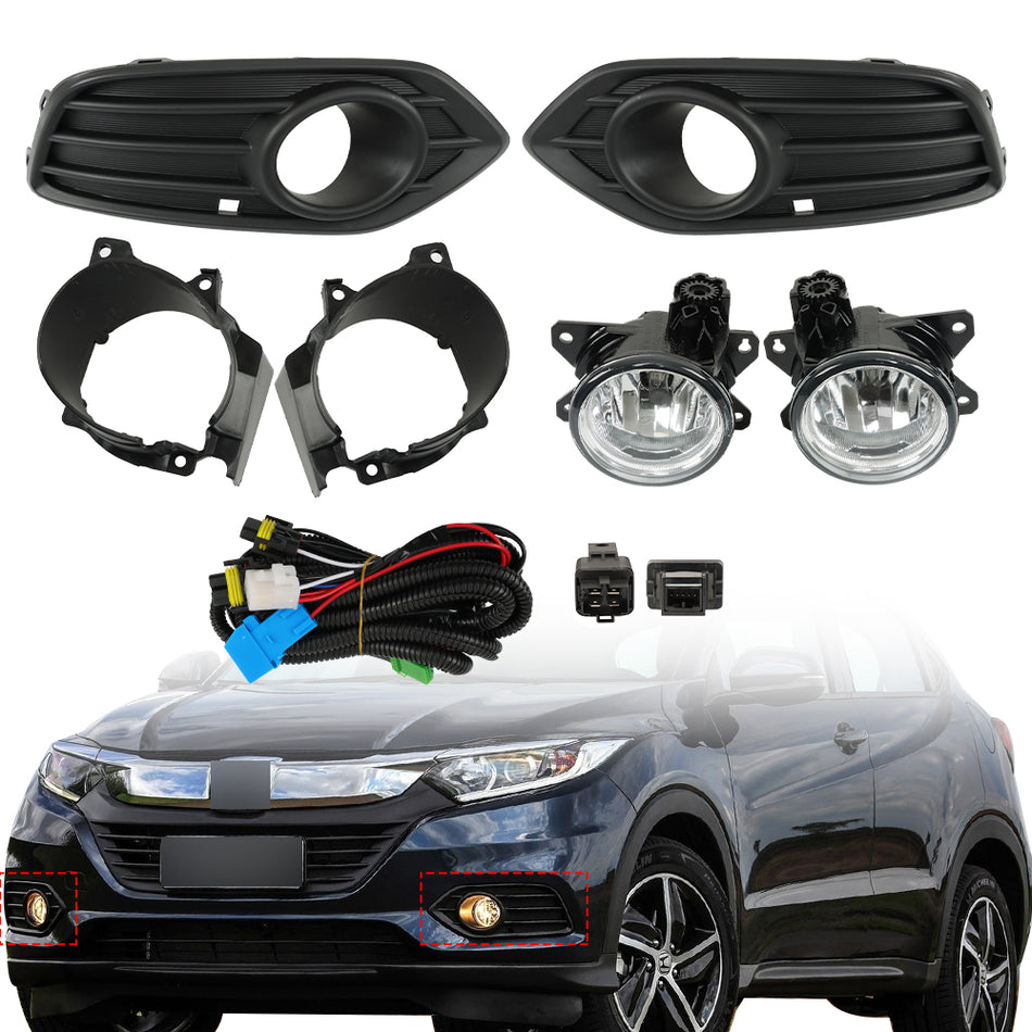 Labwork Front Fog Lights Lamp For Honda HRV HR-V 2019-2022 w/Bulbs+Switch A Pair