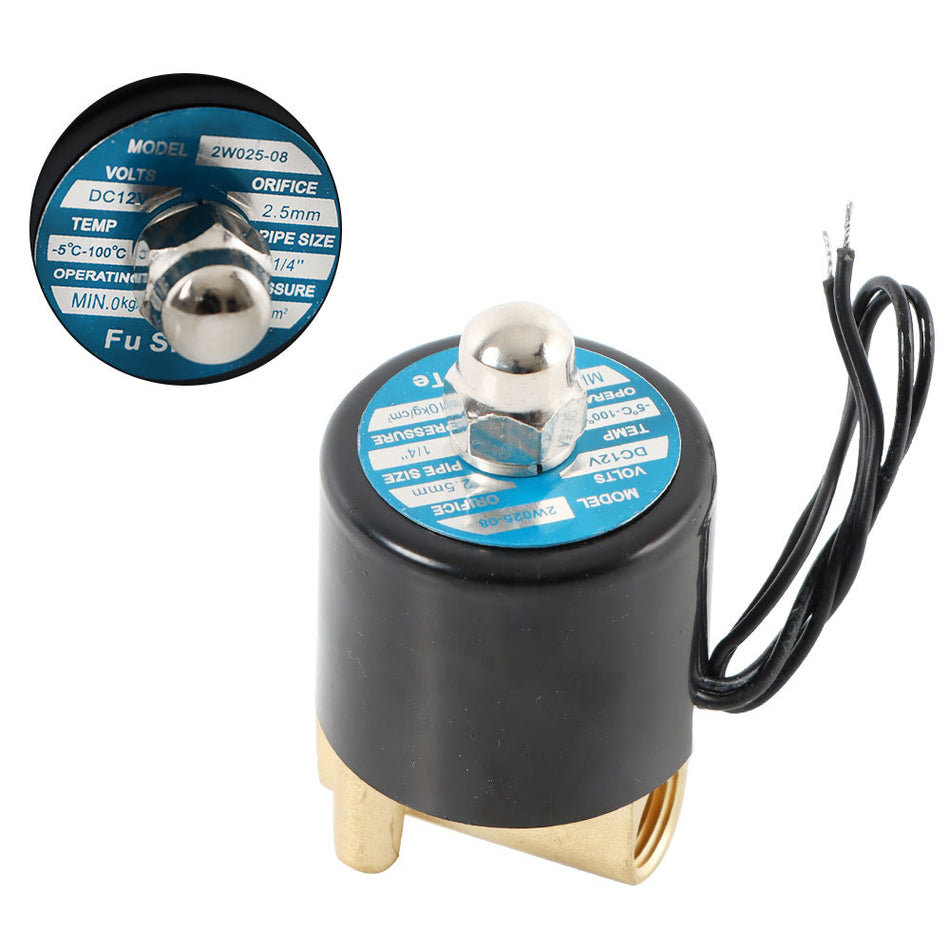1/4Inch 12V DC DN8 Solenoid Valve Air Water N/C Gas Oil Normally Closed