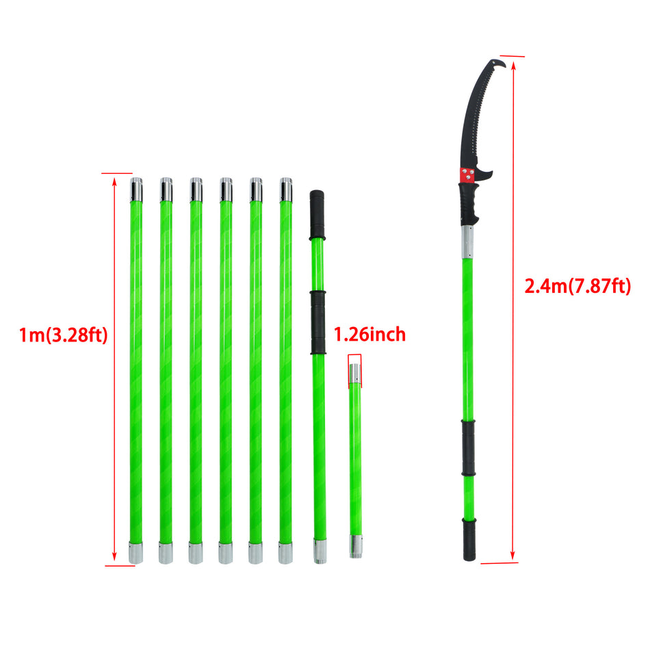 27/30 Feet Tree Pole Pruner Durable Tree Trimmers Handle Manual Branches Green