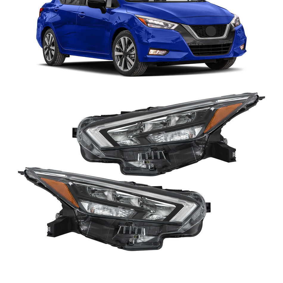 Labwork Right+Left Headlight Assy For 2020-2021 Nissan Versa S SR SV Full LED