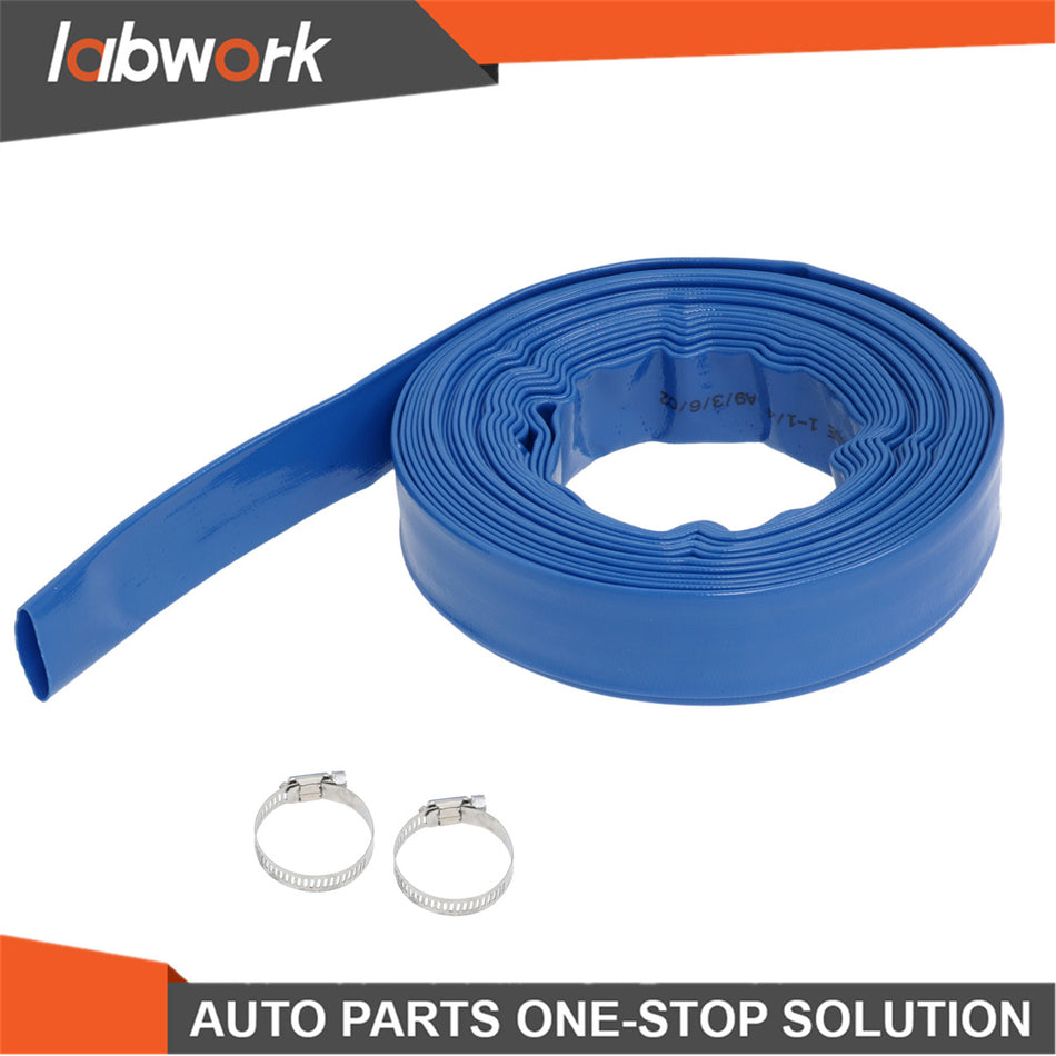 Labwork 1-1/4" x 50 FT Pool Backwash Hose Heavy Duty Reinforced PVC Lay Flat