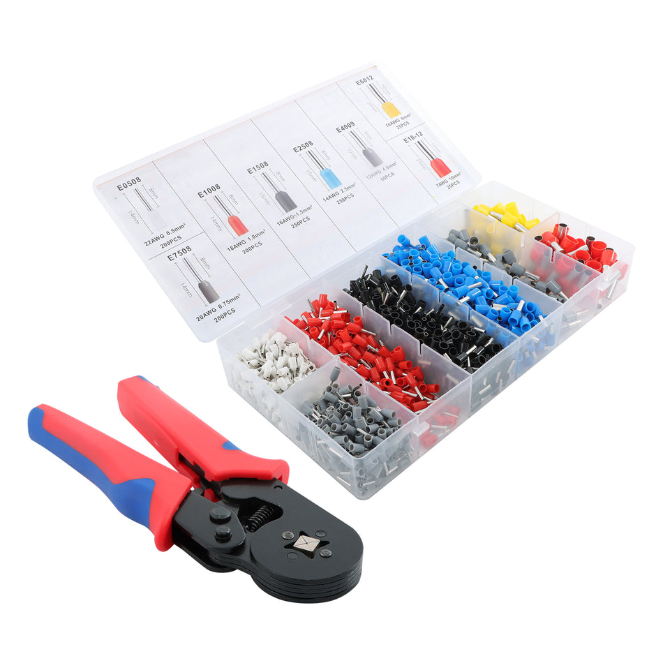 AWG23-7 Ferrule Crimping Tool Kit with 1200PCS Ferrules Insulated Wire Terminals