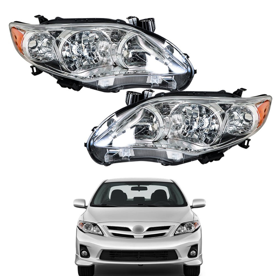 Labwork Left+Right Headlight For 2011 2012 2013 Toyota Corolla Chrome Projector