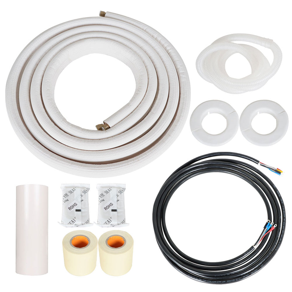 16 Feet Install Kit Fit For Mini Split Heat Pump Systems 1/4In-1/2In Dia. White