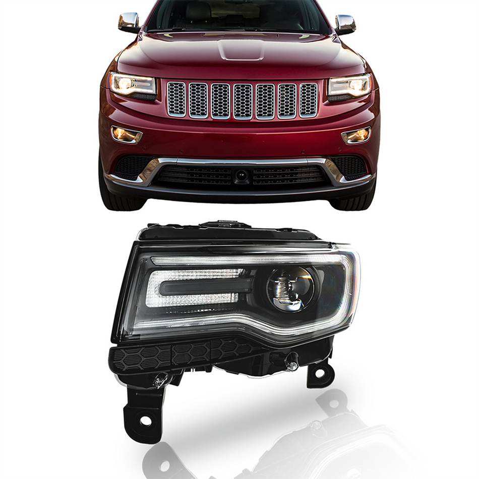 Labwork Left Headlight For 2014-2015 Jeep Grand Cherokee HID Black Driver Side