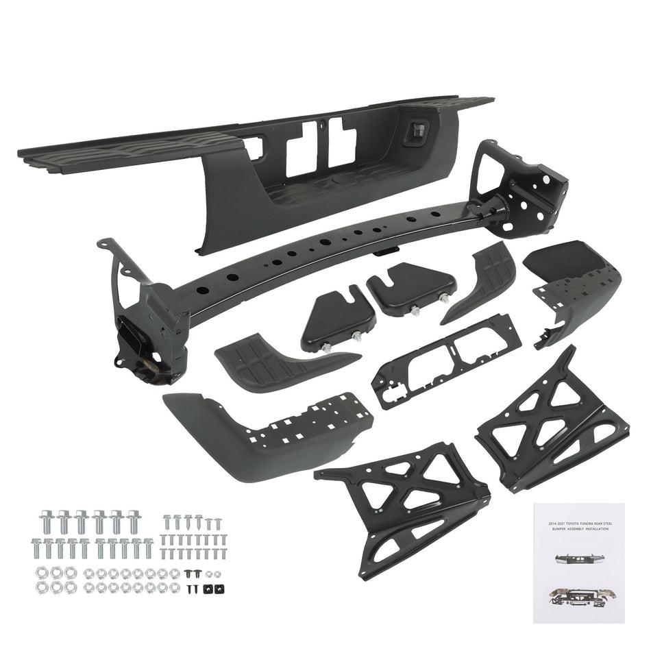 Labwork Rear Step Bumper Assembly For 2014-2020 2021 Toyota Tundra Black Steel