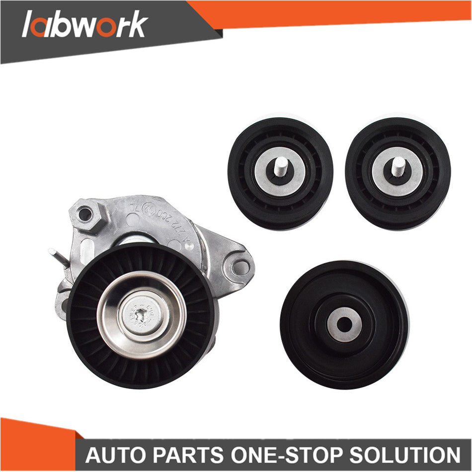 Labwork Belt Tensioner w/Pulley+Idler Pulley For 05-12 Mercedes C300 C350 E350