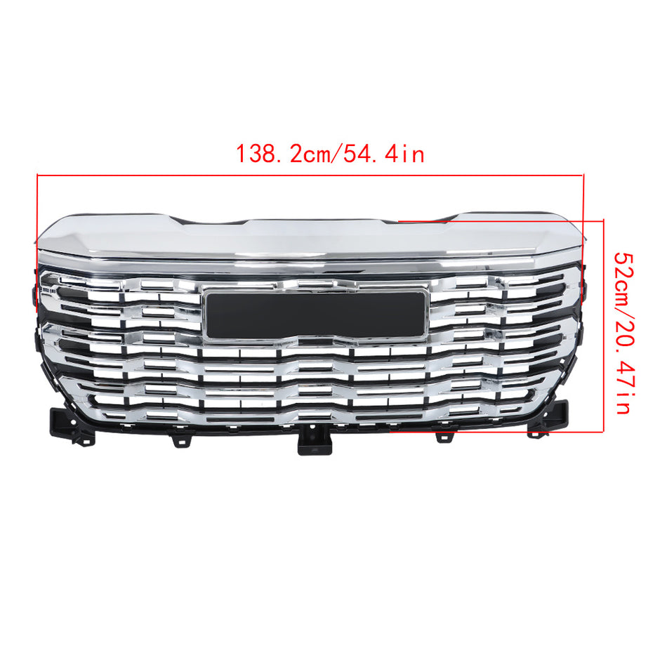 Labwork Front Upper Grille Plastic For 2022-2024 GMC Sierra 1500 Denali Chrome