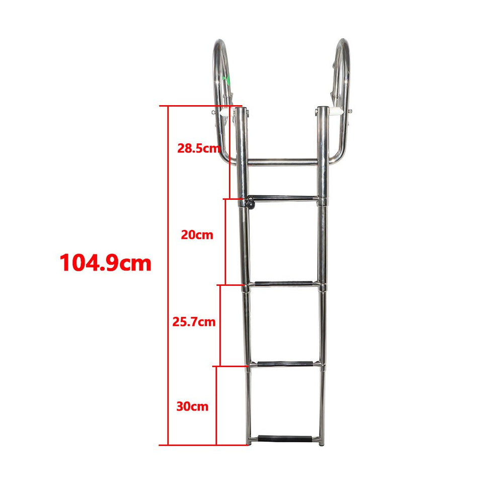 4 Steps Stainless Steel Pontoon Boat Ladder Folding Telescoping Rear Entry