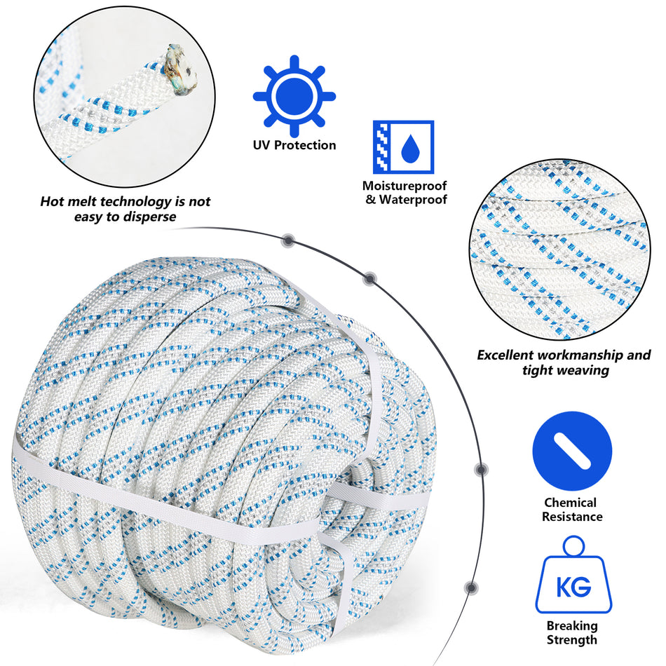 5/8"  150' Double Braid Nylon Polyester Arborist Bull Rope Pulling Rigging Line