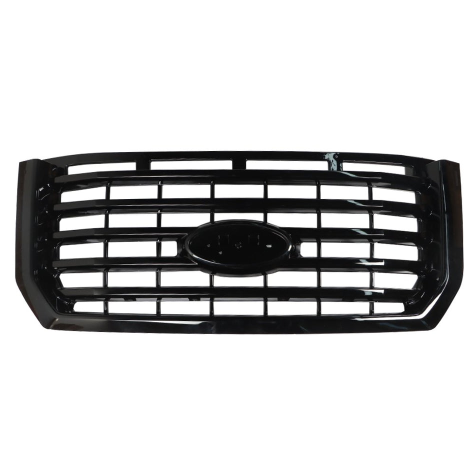 Labwork Front Upper Grille For Ford F150 2015-2017 Gloss Black Horizontal ABS
