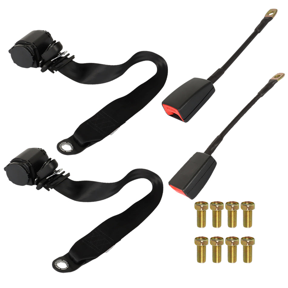 Labwork 3M Retractable 3 Point Auto Car Safety Belt Seat Kit Universal 2 Set