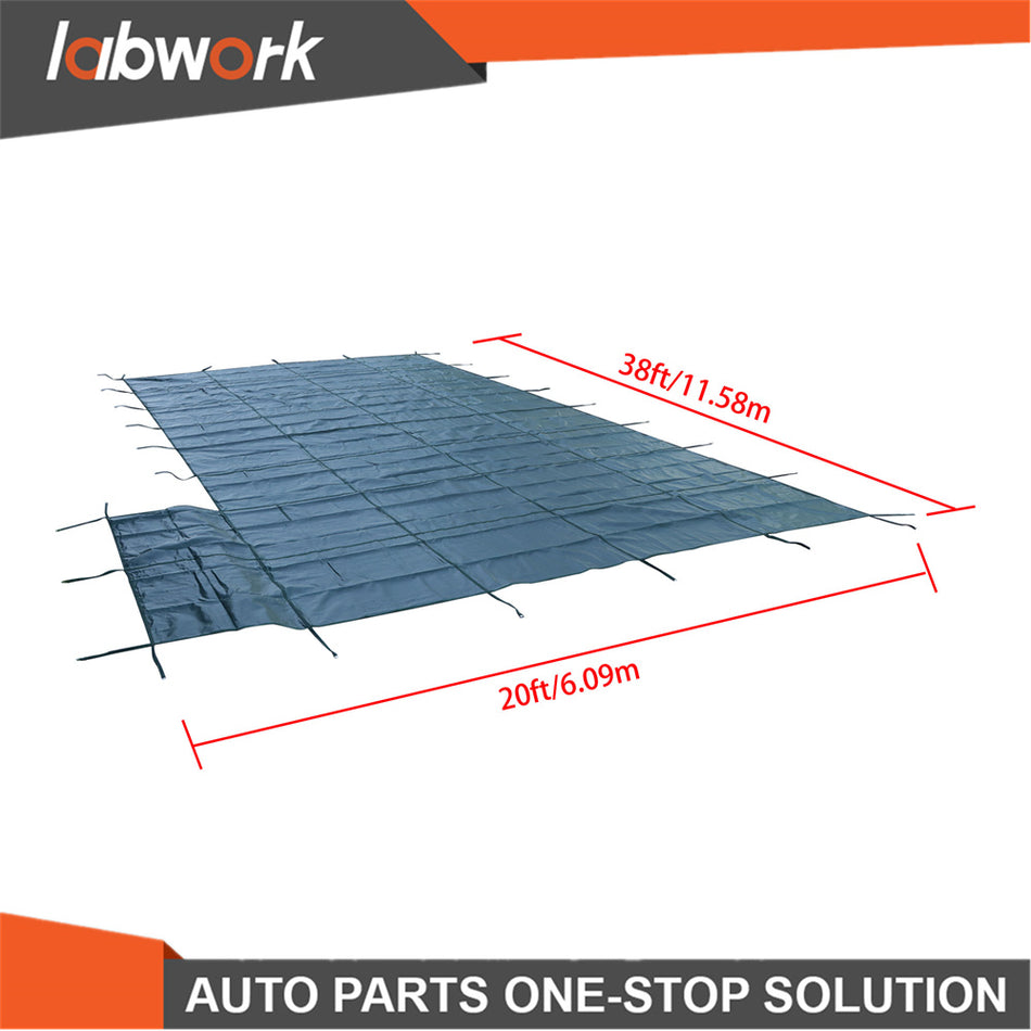 Labwork Inground Pool Safety Cover Fits 18 x 36ft With Right Steps Mesh Solid