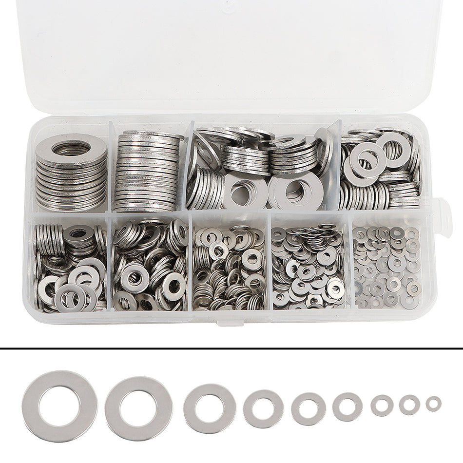 304 Stainless Steel Flat Washers 600pcs Assortment Kit for DIY & Repair