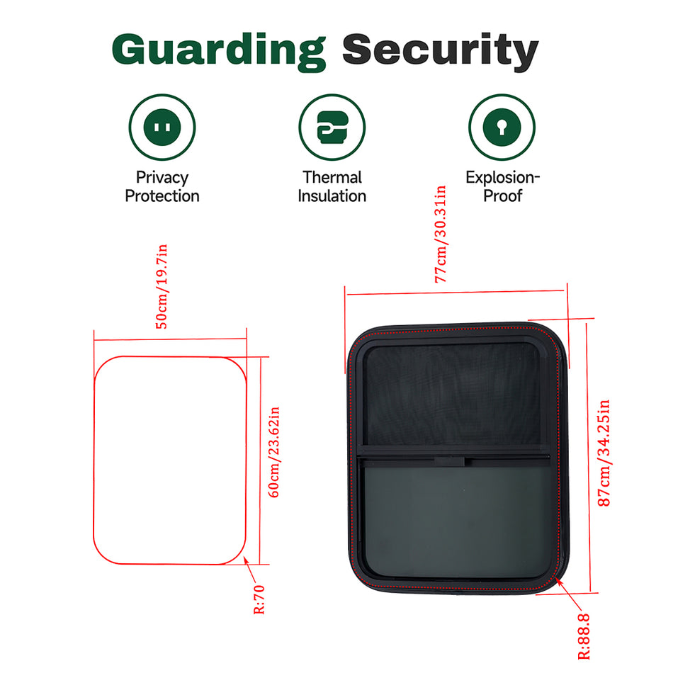 Labwork 24"X 20" Universal RV Window Horizontal Sliding Window w/Trim Ring Black