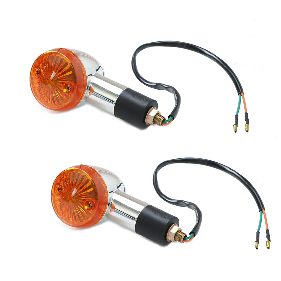 2x Light Motorcycle Amber Chrome Front Rear Turn Signal Blinker Indicator