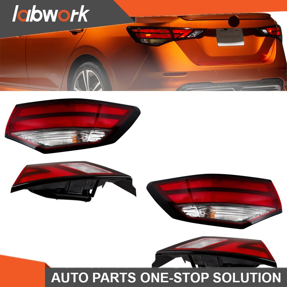 Labwork Inner+Outer Tail Lights Lamps Fit For 2021-2023 Nissan Sentra Left+Right