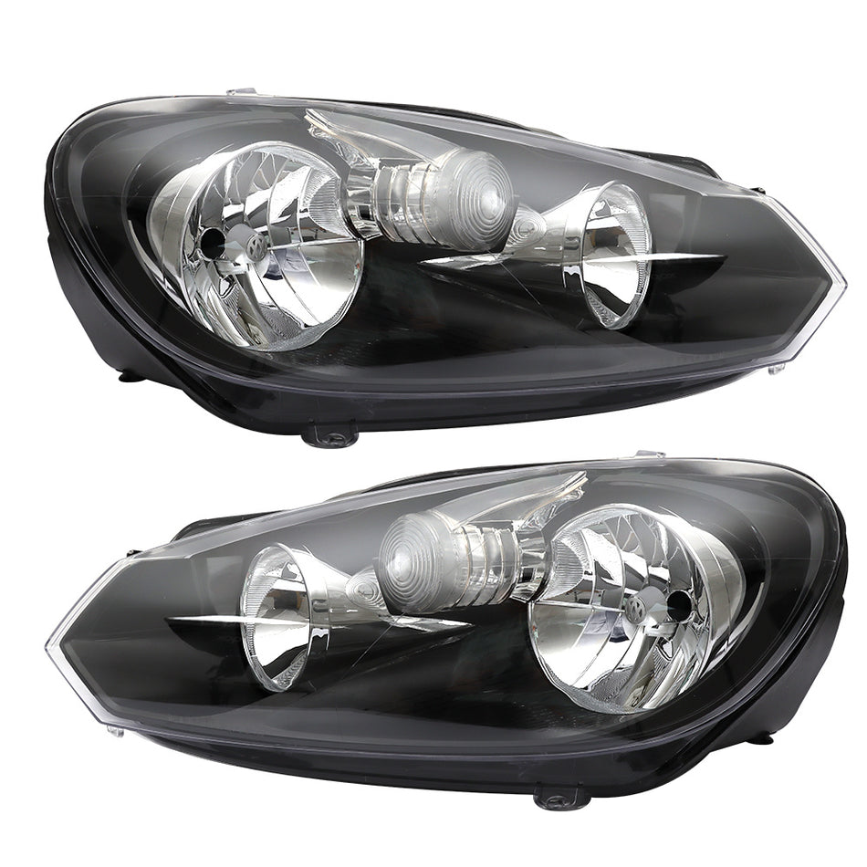 Labwork L+R Headlight For 2010-14 Volkswagen Golf/Jetta Sportwagen Black Halogen