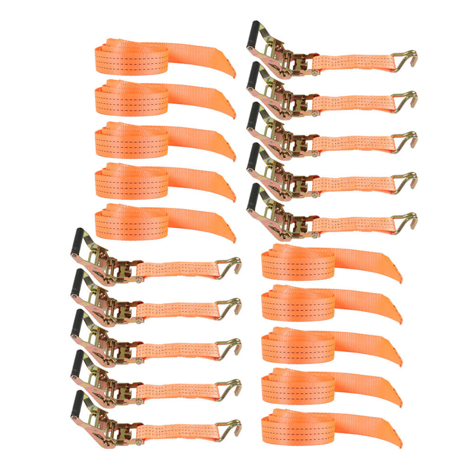 10-Pack 1.5"x15' 4000 lbs Ratchet Straps J-Hook Heavy Duty Polyester Tie Downs