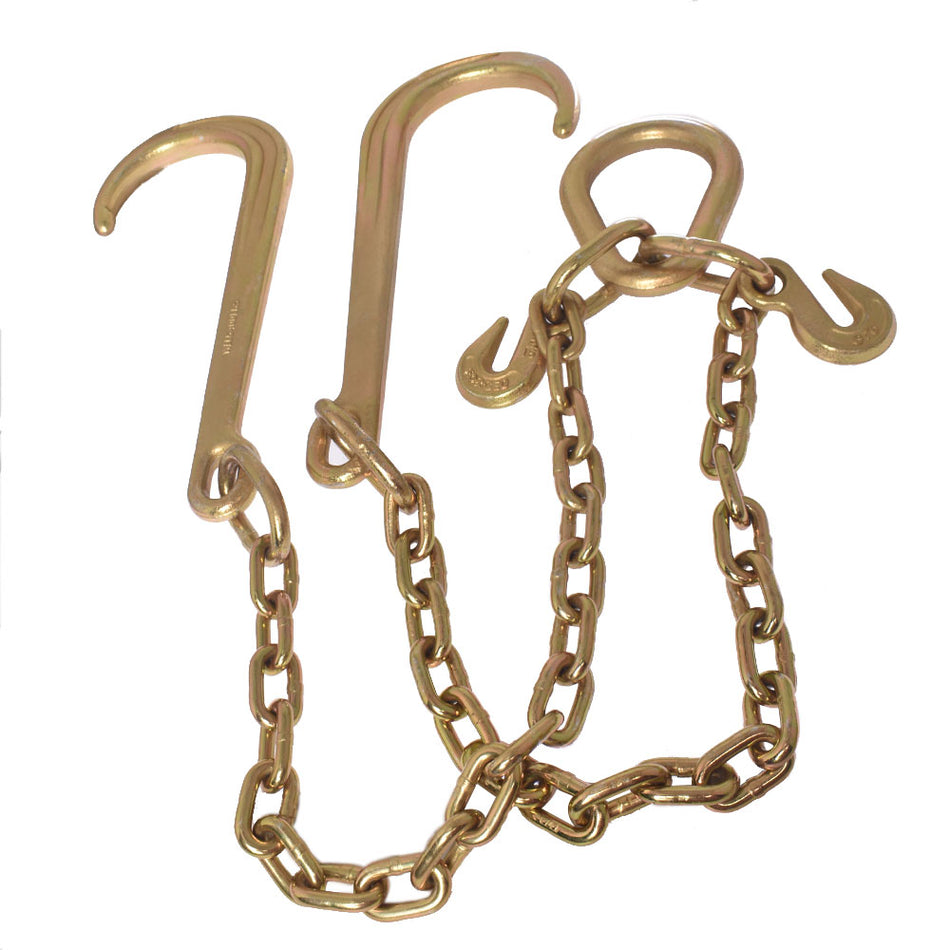 Flatbed Truck Rollback Wrecker Carrier 5/16" X 2' G70 Tow Chain J-Hooks V-Chain