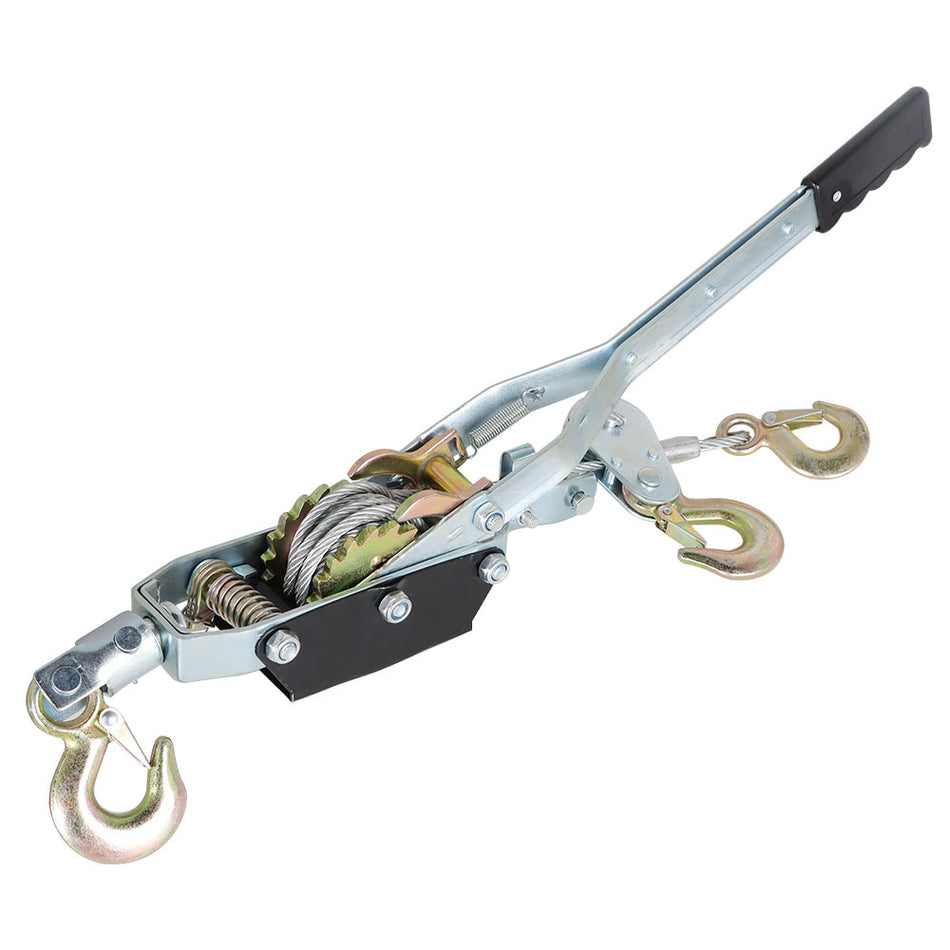 New 4T Hand Puller Cable Winch Puller Pulling Hand Rachet  Dual Gear 3 Hooks
