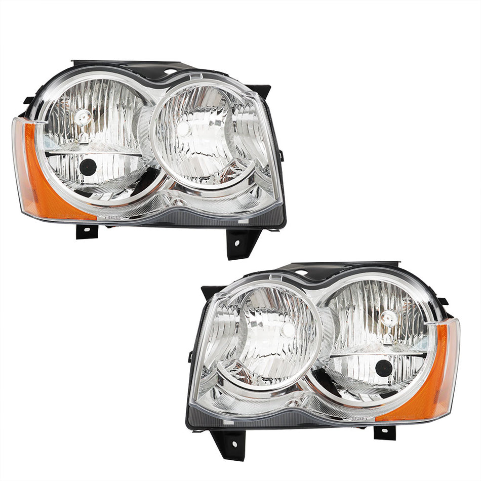 Labwork Left+Right Headlight Fit For 2008-2010 Jeep Grand Cherokee Halogen Lamps
