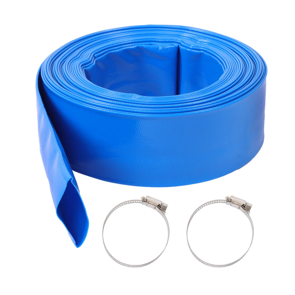 2" x 50 ft Pool Backwash Hose With 2 Hose Clamps Discharge Hose PVC Lay Flat