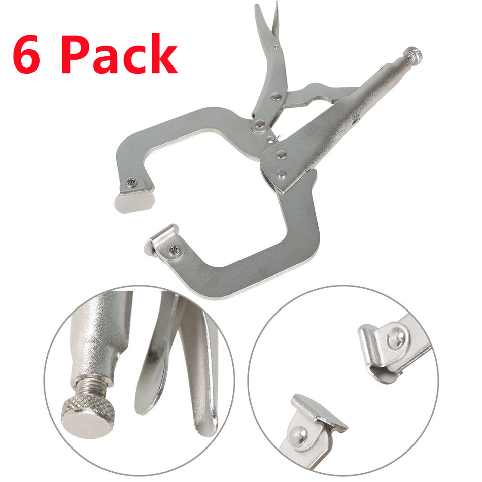 6 Pack 11" C Clamp Locking Pliers Adjustable Locking Welding With Swivel Pad New
