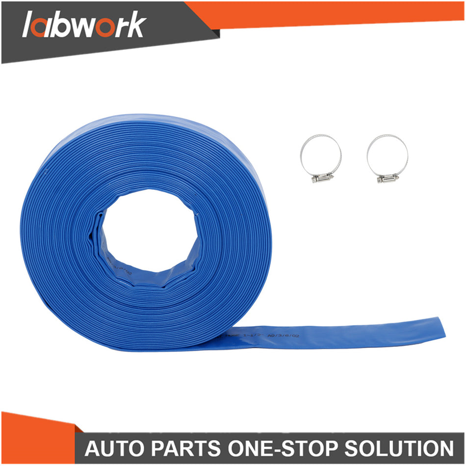 Labwork 1.5" x 100' Heavy Duty Swimming Pool Backwash Hose Flat Discharge Hose