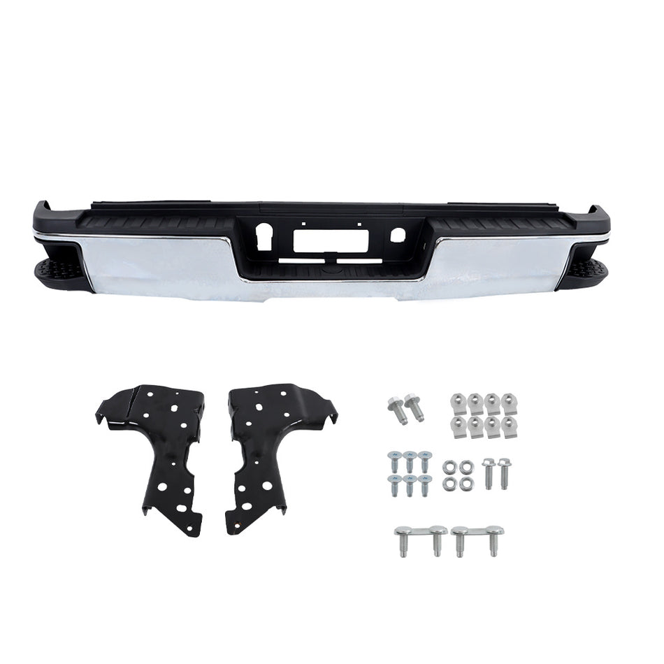 Labwork Rear Bumper Assembly For Sierra Silverado 2500HD 3500HD 2015-2019 Chrome