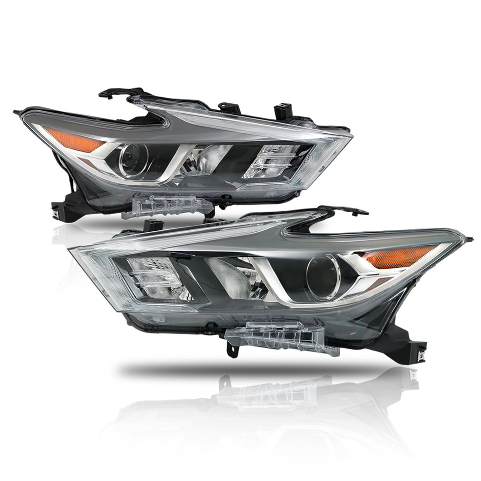 Labwork Driver&Passenger Headlights For 2016-2018 Nissan Maxima LED Chrome Clear