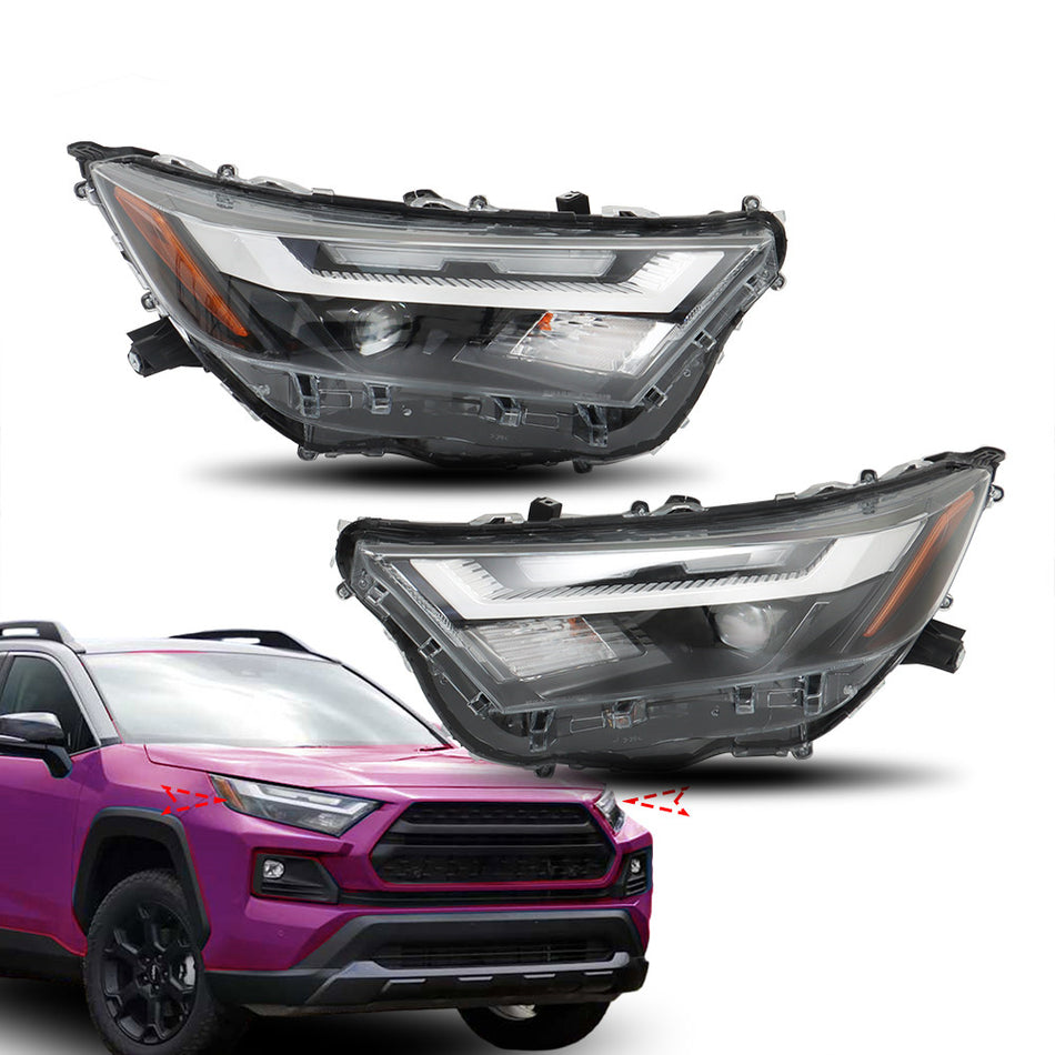 Labwork Left+Right Headlights For 2022 2023 Toyota RAV4 XLE LED Type Headlamps