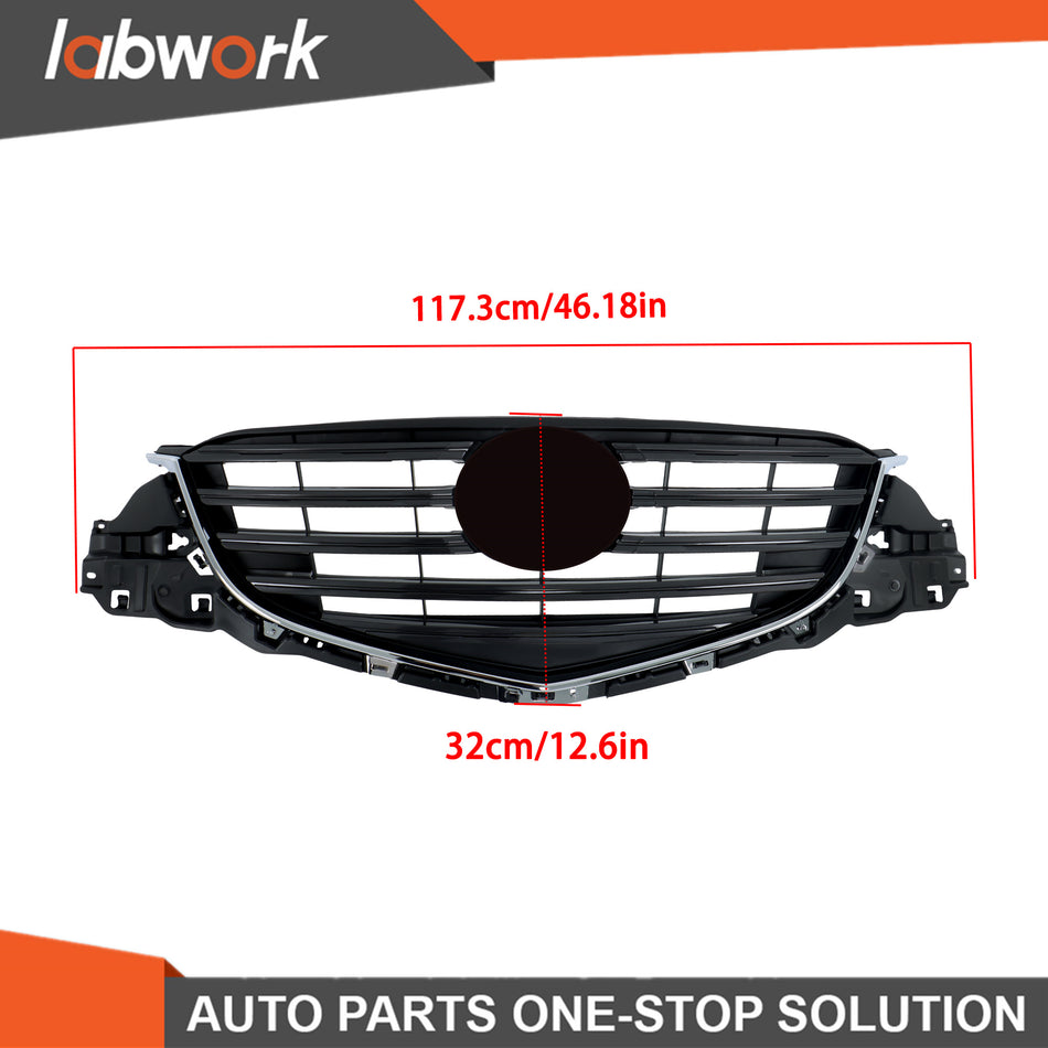 Labwork Front Bumper Upper Grille For Mazda CX-5 2015-2016 Gray+Chrome Plastic