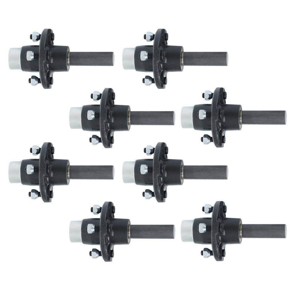 Labwork Trailer Axle Kit W/4 on 4" Bolt Idler 8Pack 1" Hub & Round BT8 Spindle
