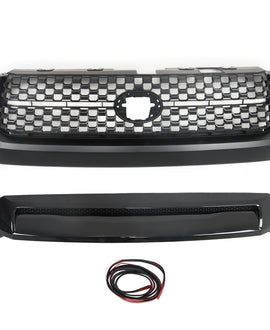 Labwork Front Grille+Hood Bulge Molding For 2014-2019 2020 Toyota Tundra Black