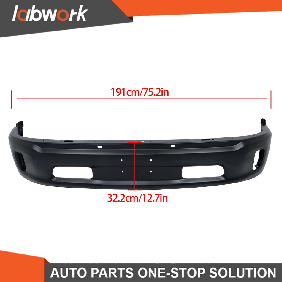 Labwork Front Bumper For RAM 1500 13-18/Classic 19-2023 Black W/ Fog Light Holes